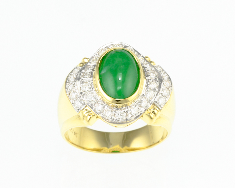 Jadeite (type-A) and diamond ring - Click Image to Close