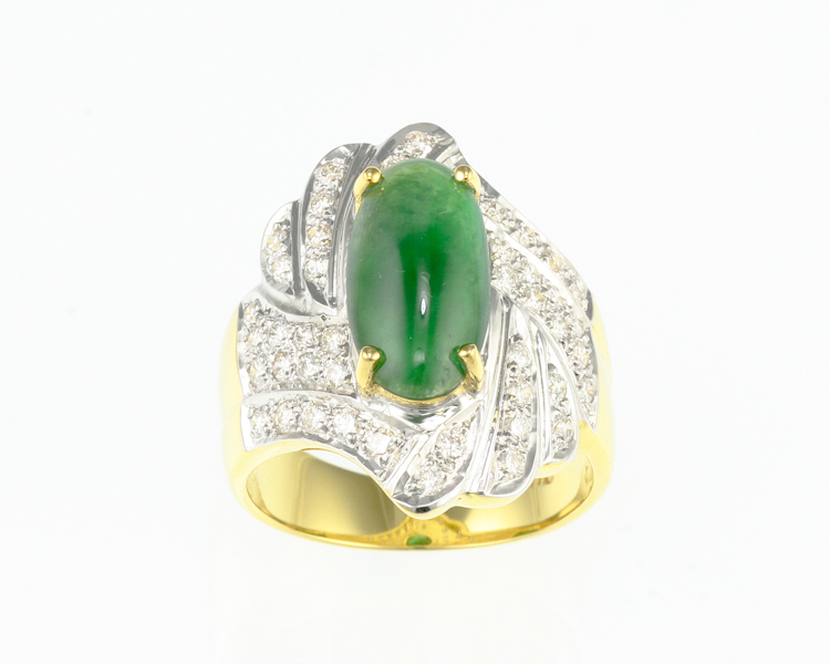 Jadeite (type-A) and diamond ring - Click Image to Close