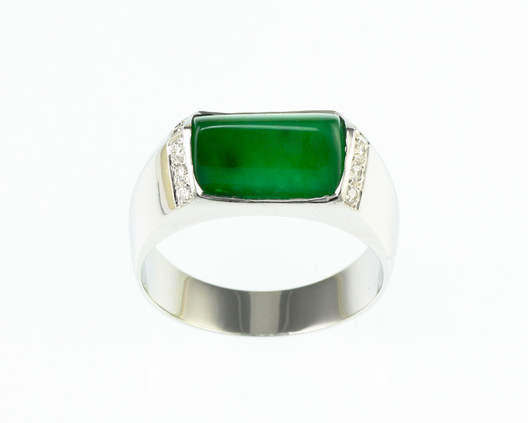 Jadeite (type-A) and diamond ring - Click Image to Close