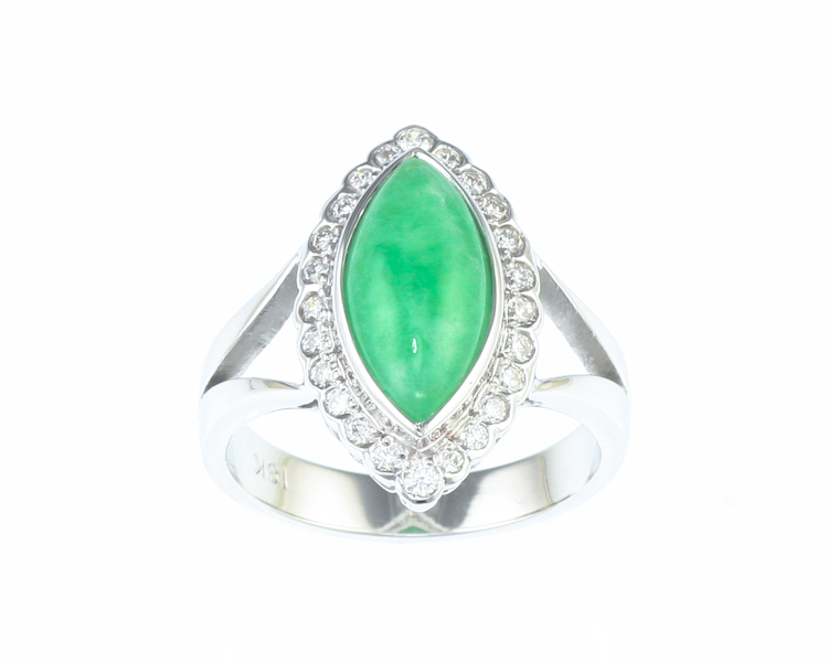 Jadeite (type-A) and diamond ring - Click Image to Close