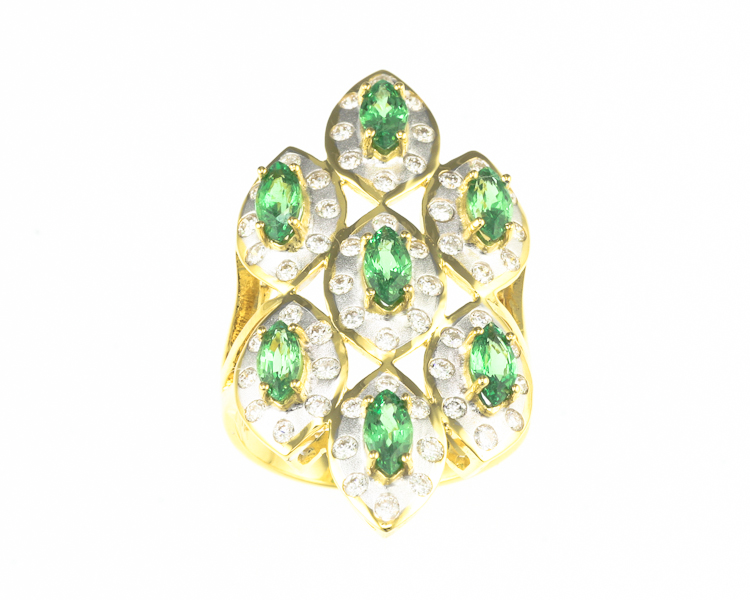 Tsavorite garnet and diamond ring - Click Image to Close