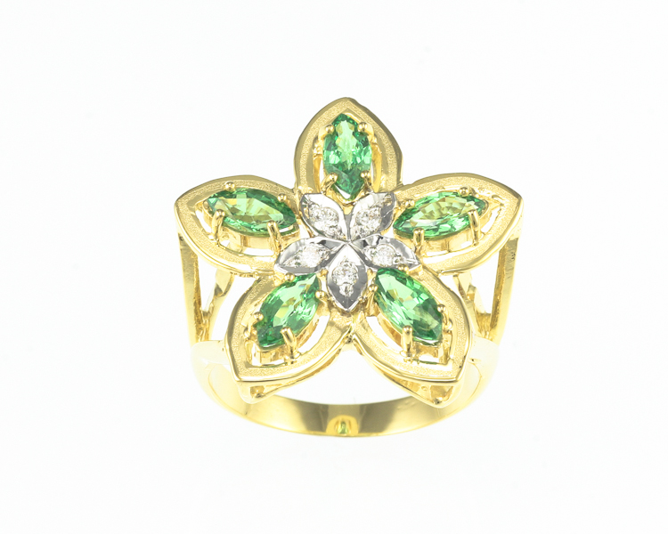 Tsavorite garnet and diamond ring - Click Image to Close