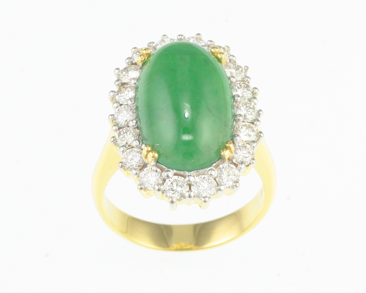 Jadeite (type-A) and diamond ring - Click Image to Close