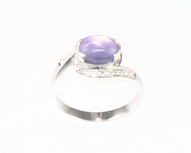 Blue star sapphire and diamond ring - Click Image to Close