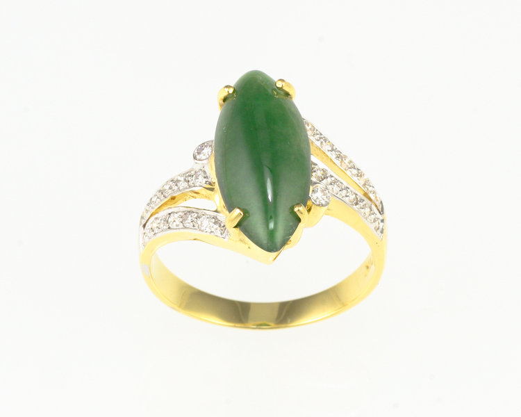 Jadeite (type-A) and diamond ring - Click Image to Close