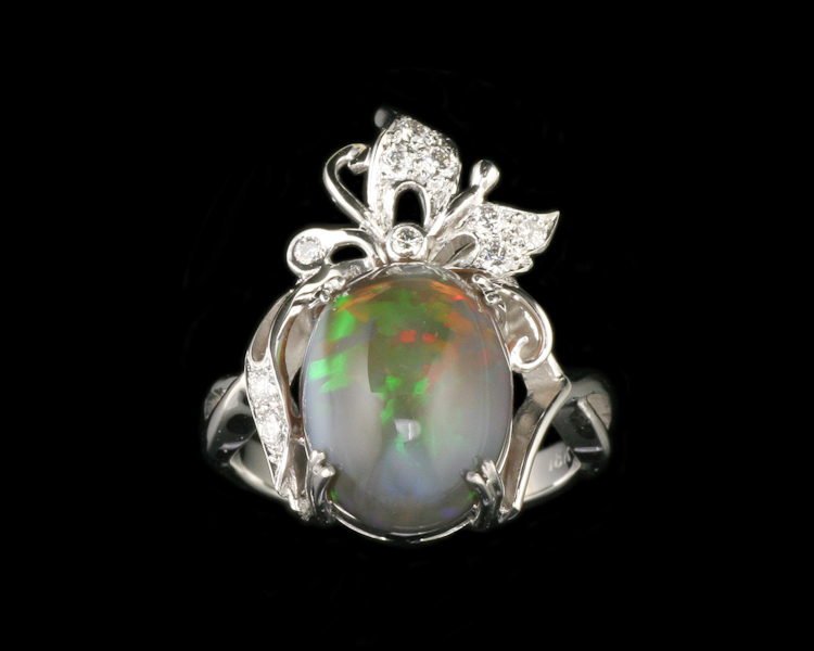 Opal and diamond ring - Click Image to Close