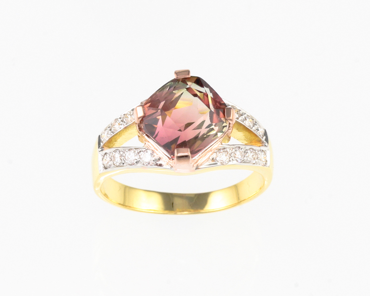 Tourmaline and diamond ring - Click Image to Close