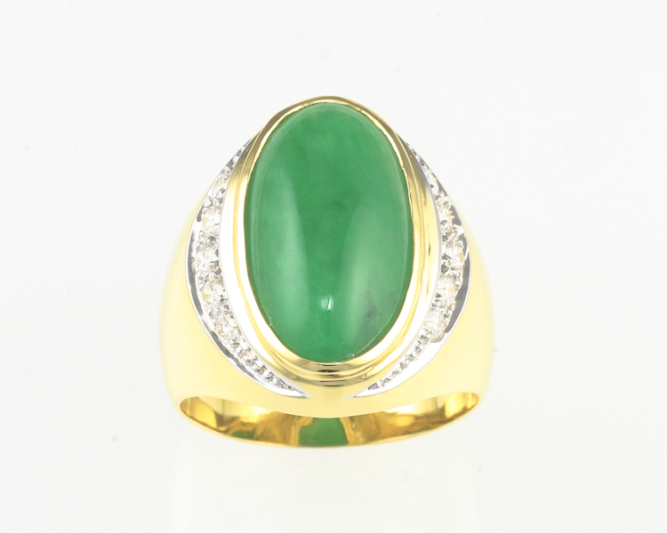 Jadeite (type-A) and diamond ring - Click Image to Close