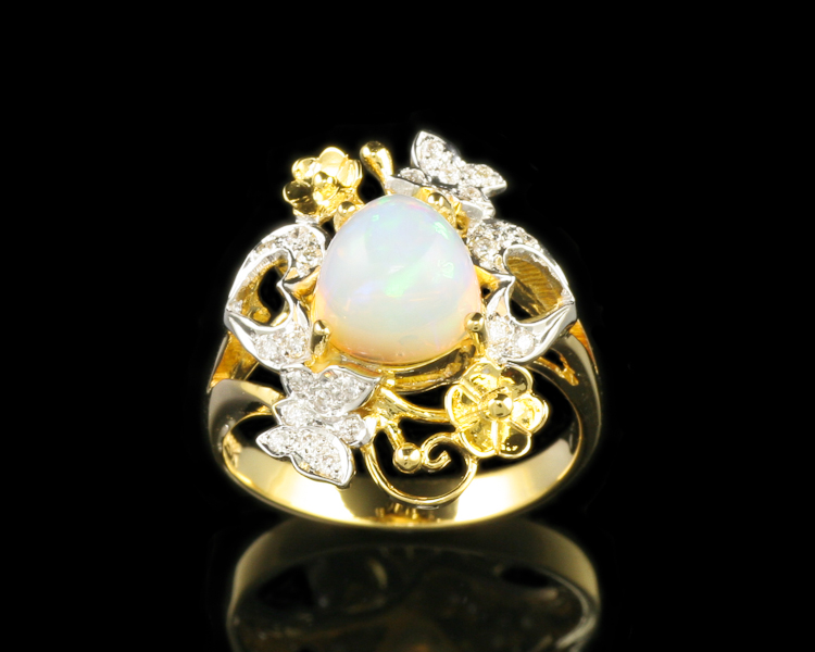 Opal and diamond ring - Click Image to Close