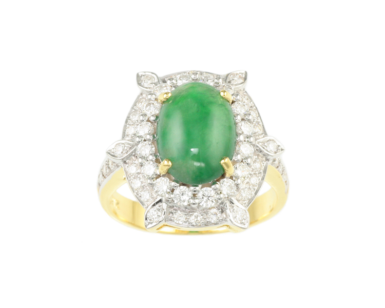 Jadeite (type-A) and diamond ring - Click Image to Close