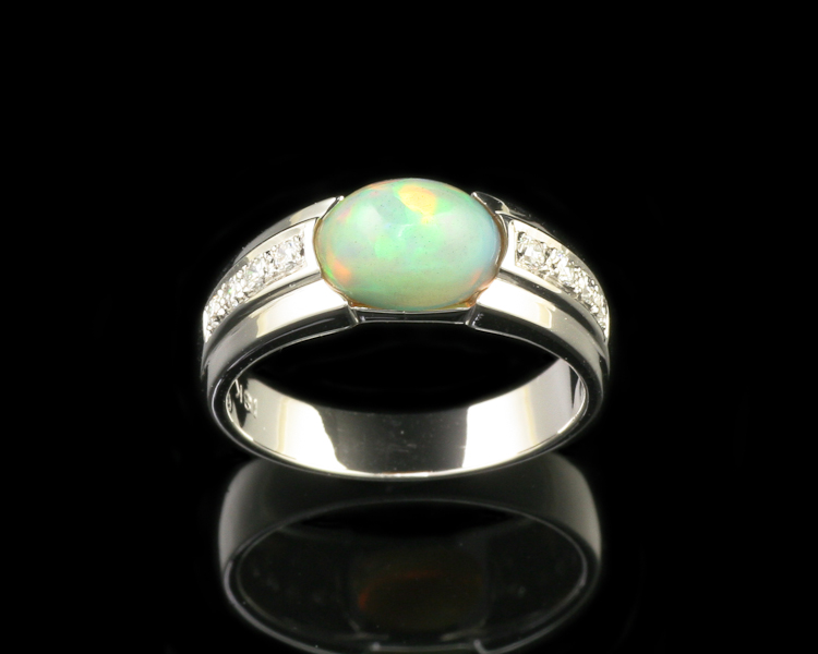 Opal and diamond ring - Click Image to Close