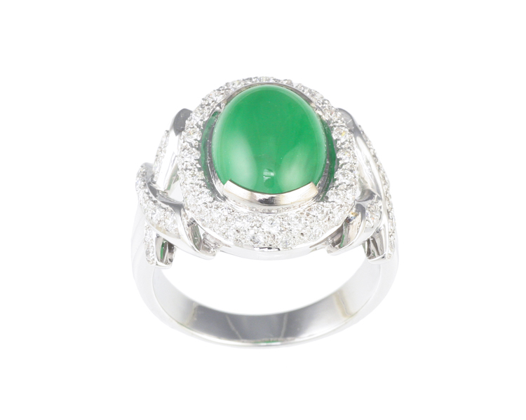 Jadeite (type-A) and diamond ring - Click Image to Close