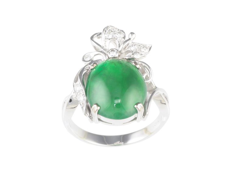 Jadeite (type-A) and diamond ring - Click Image to Close