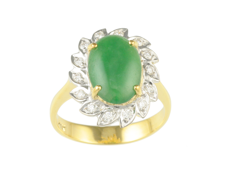 Jadeite (type-A) and diamond ring - Click Image to Close