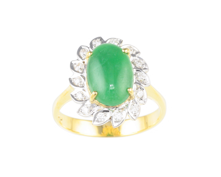 Jadeite (type-A) and diamond ring - Click Image to Close