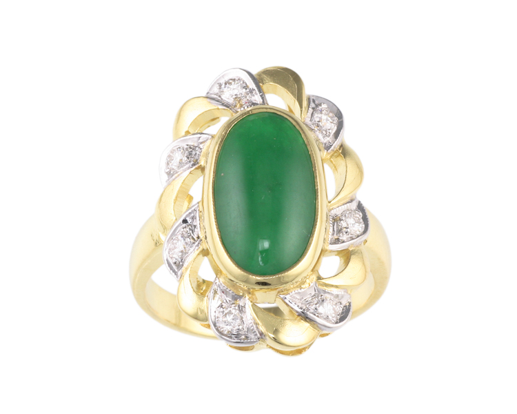 Jadeite (type-A) and diamond ring - Click Image to Close