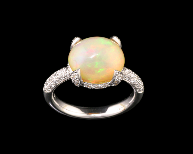 Opal and diamond ring - Click Image to Close