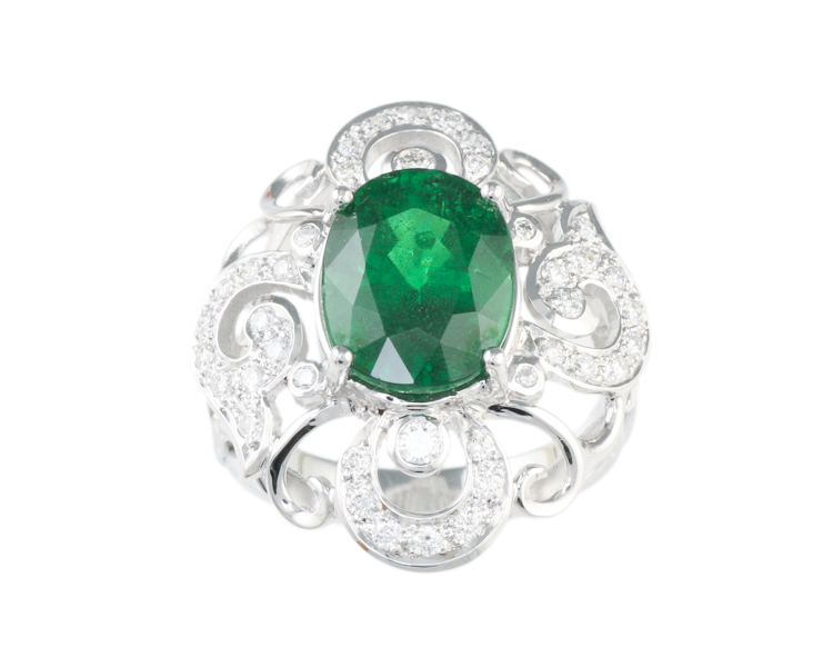 Tsavorite garnet and diamond ring - Click Image to Close