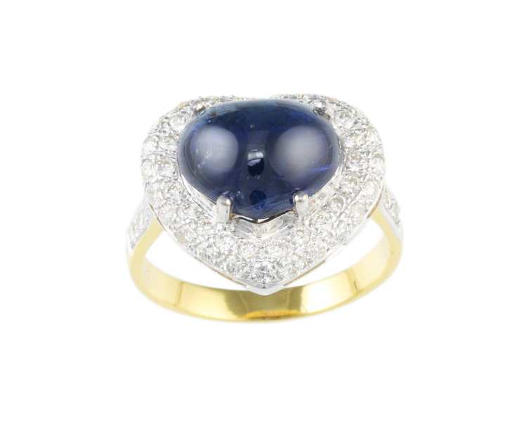 Blue sapphire and diamond ring - Click Image to Close