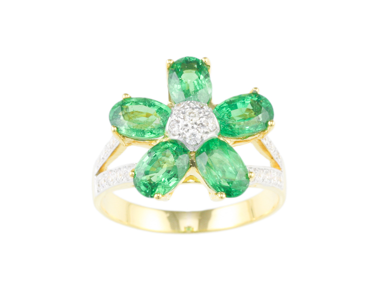 Tsavorite garnet and diamond ring - Click Image to Close