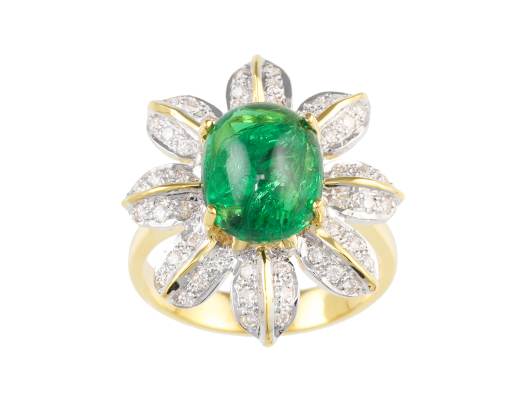 Tsavorite garnet and diamond ring - Click Image to Close