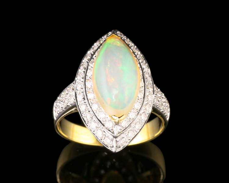 Opal and diamond ring - Click Image to Close