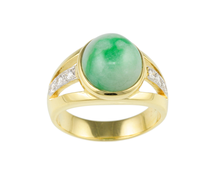 Jadeite (type-A) and diamond ring - Click Image to Close