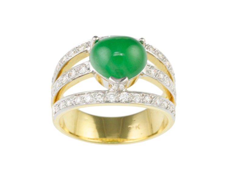 Jadeite (type-A) and diamond ring - Click Image to Close