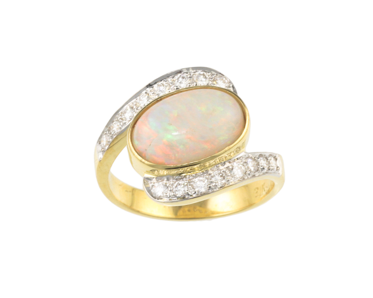 Opal and diamond ring - Click Image to Close