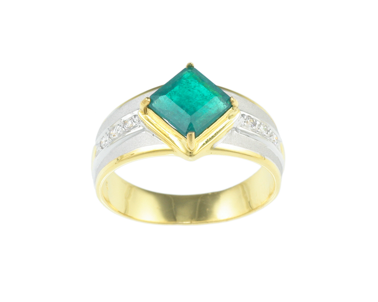 Emerald and diamond ring - Click Image to Close