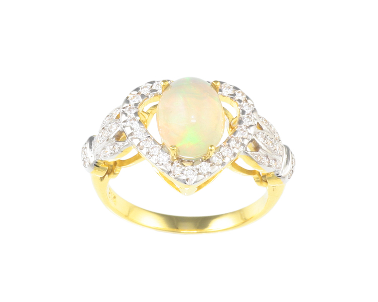 Opal and diamond ring - Click Image to Close