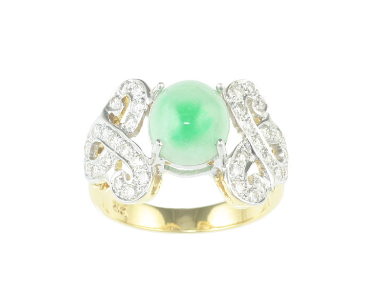 Jadeite (type-A) and diamond ring - Click Image to Close