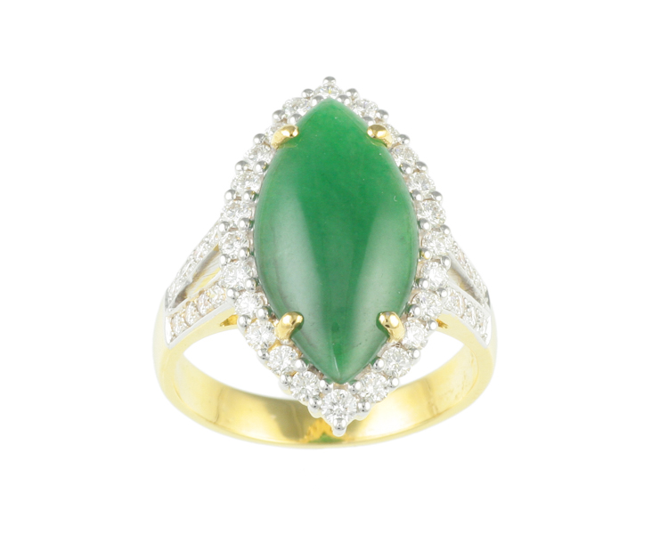 Jadeite (type-A) and diamond ring - Click Image to Close