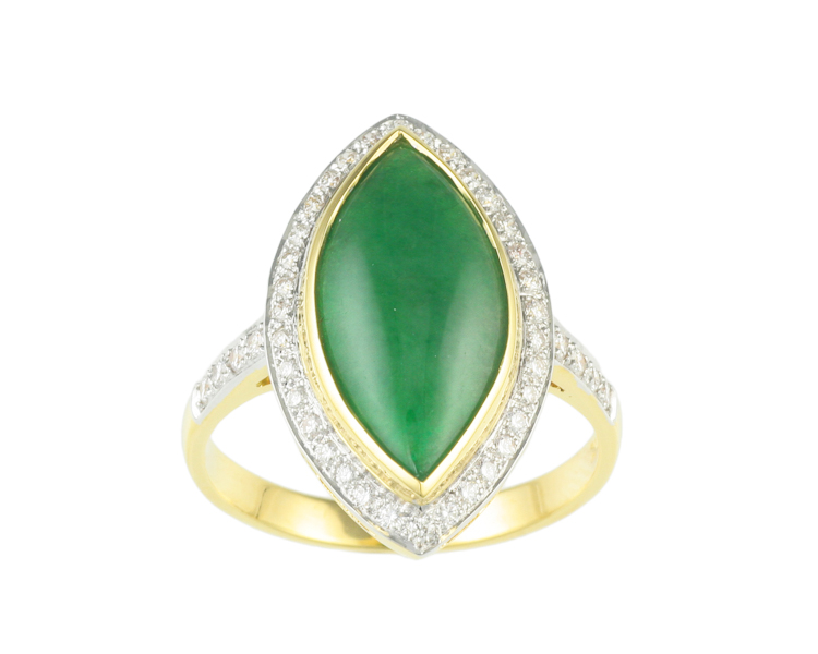 Jadeite (type-A) and diamond ring - Click Image to Close