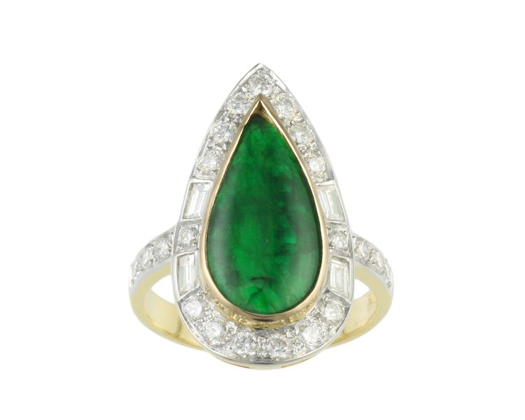 Jadeite (type-A) and diamond ring - Click Image to Close