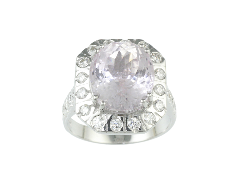 Kunzite and diamond ring - Click Image to Close