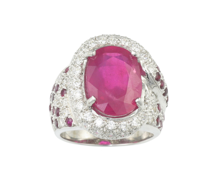 Ruby simulant, ruby and cubic zirconia ring - Click Image to Close