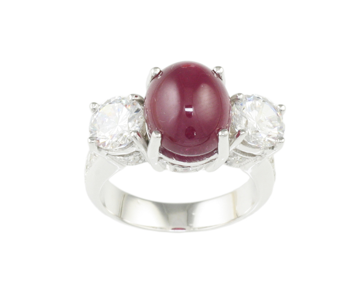 Ruby and cubic zirconia ring - Click Image to Close