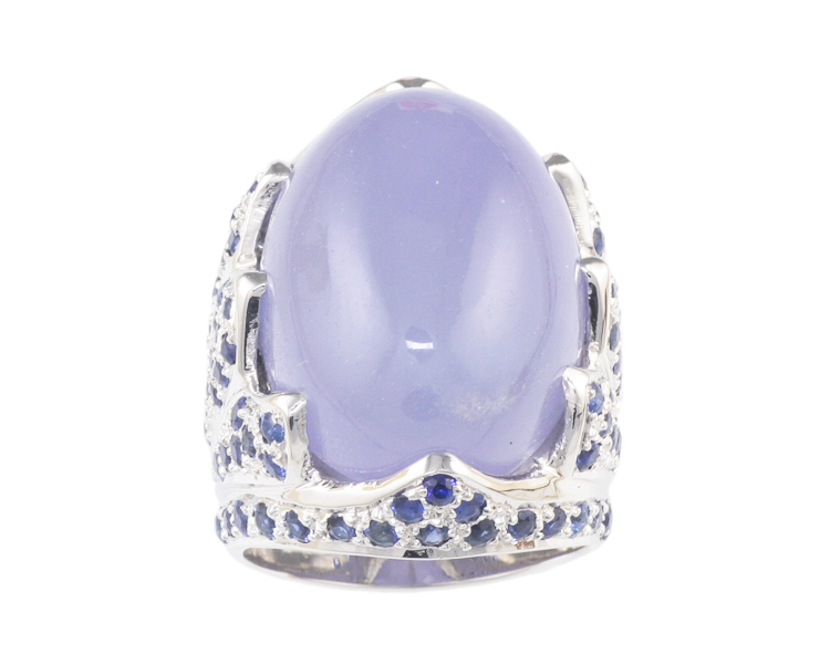 Jade and blue sapphire ring - Click Image to Close