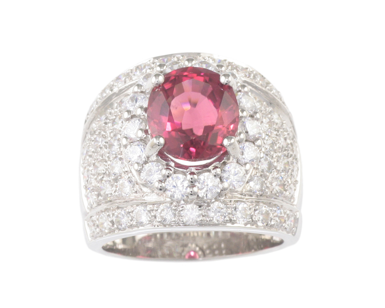 Rubellite and cubic zirconia ring - Click Image to Close