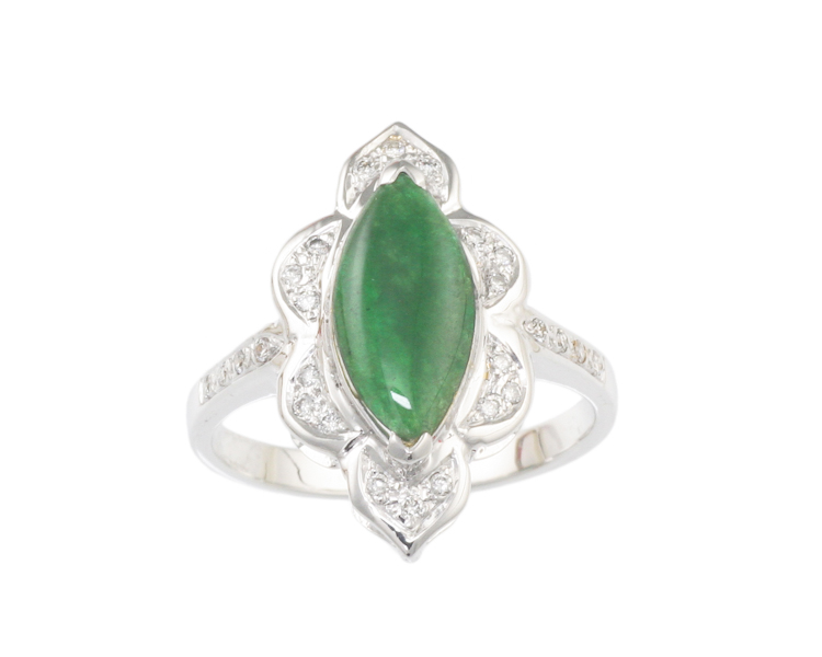 Jadeite (type-A) and diamond ring - Click Image to Close