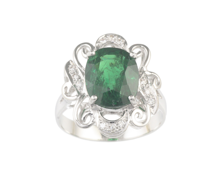 Tsavorite garnet and diamond ring - Click Image to Close