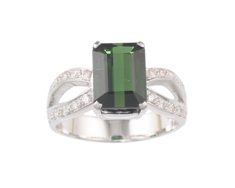 Tourmaline and diamond ring - Click Image to Close