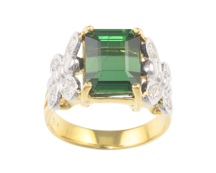 Tourmaline and diamond ring - Click Image to Close