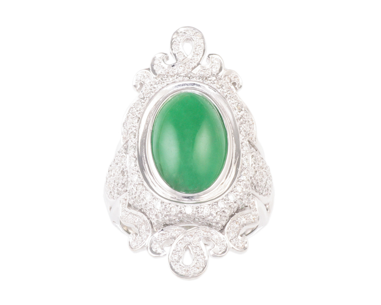 Jadeite (type-A) and diamond ring - Click Image to Close