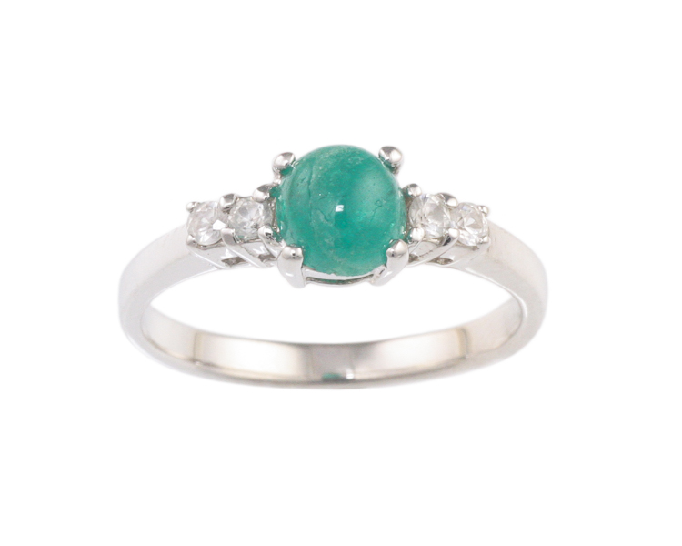 Emerald and zircon ring - Click Image to Close