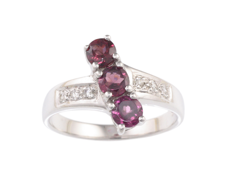 Rhodolite garnet and zircon ring - Click Image to Close