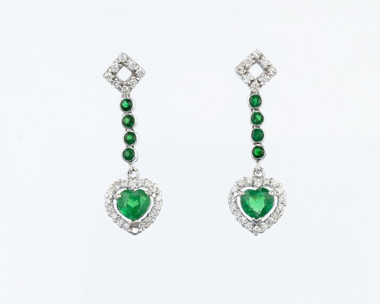 Tsavorite garnet and diamond earrings - Click Image to Close