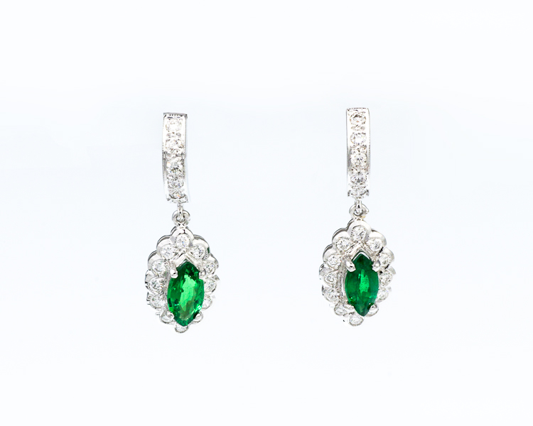 Tsavorite garnet and diamond earrings - Click Image to Close