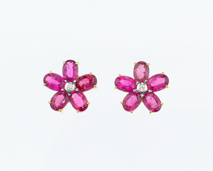 Rubellite and diamond earrings - Click Image to Close